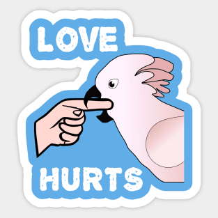 Love Hurts Moluccan Cockatoo Parrot Biting Sticker